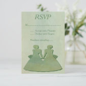 Green Mint Rustic Lesbian Wedding RSVP (Staand voorkant)