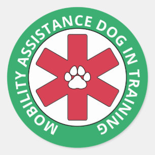Green Mobility Assistance voor honden in opleiding Ronde Sticker