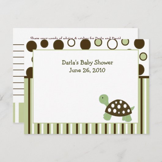 Green Mod Dot Turtle Baby shower Advice Kaarten (Voorkant / Achterkant)