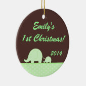 Green Mod Elephant Jung Personal Name Ornament (Rechts)
