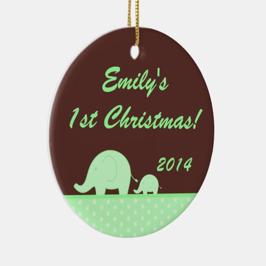 Green Mod Elephant Jung Personal Name Ornament (Rechts)