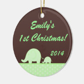 Green Mod Elephant Jung Personal Name Ornament (Links)