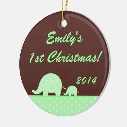 Green Mod Elephant Jung Personal Name Ornament (Links)
