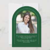 Green Modern Arch 2 Faire-part de graduation photo (Dos)