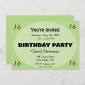 Green Modern Birthday Invitation Kaart (Voorkant / Achterkant)