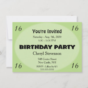 Green Modern Birthday Invitation Kaart