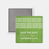 Green Modern Bohemian Save the Date Magnet (Recto/Verso)