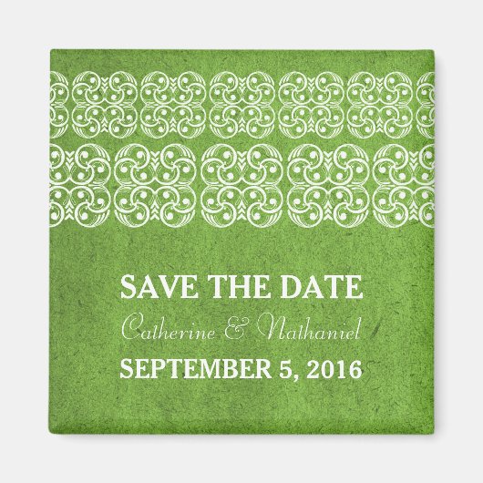 Green Modern Bohemian Save the Date Magnet (Devant)