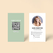 Green Modern Business Photo QR Code Business Card Visitekaartje