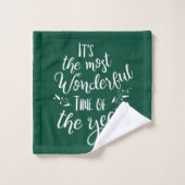 Green Modern Christmas Typography Personalized (Gant de toilette)