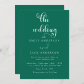 Green Modern Elegance Faire-part de mariage chic (Devant / Derrière)