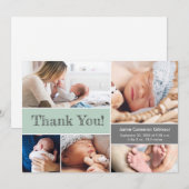 Green Modern Foto's Baby shower Dank u Bedankkaart (Voorkant / Achterkant)