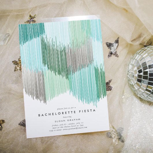 Green Modern Fringe Bachelorette Party Invitation