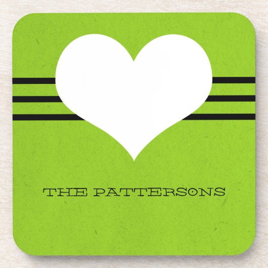Green Modern Heart Onderzetter Set (Voorkant)