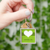 Green Modern Heart Premium Sleutelhanger (Hand)