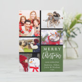 Green Modern Merry kerstfoto Collage Feestdagenkaart (Staand voorkant)