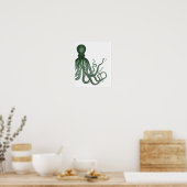 Green Modern Octopus Poster (Cuisine)