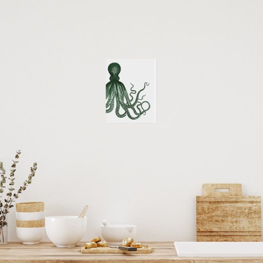 Green Modern Octopus Poster (Cuisine)