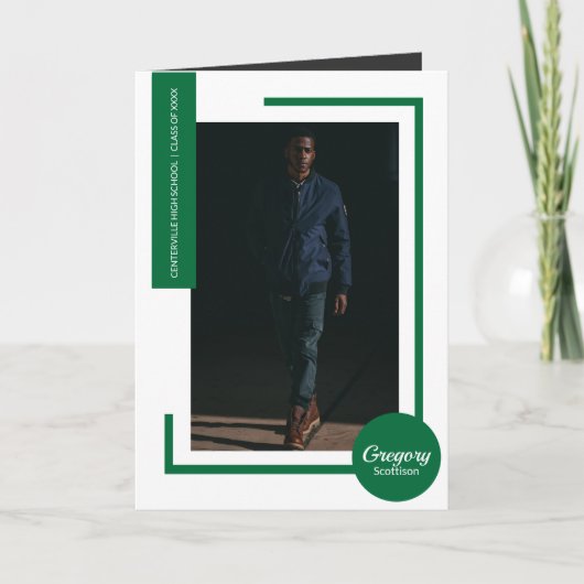 Green Modern Photo Graduation Invitation (Devant)