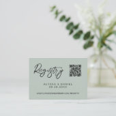 Green Modern QR code wedding registry custom Informatiekaartje (Staand voorkant)