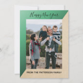 Green Modern Slant New Year's Photo Flat Kaart (Voorkant)