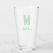 Green Monogram Name Simple Beer Glas (Achterkant)