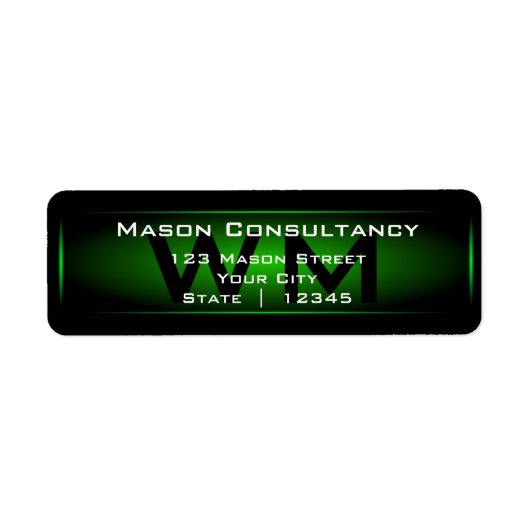 Green Monogram Return Address Label (Voorkant)