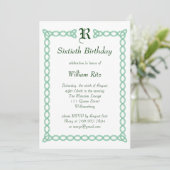 Green Monogramme Invitation d'anniversaire (Debout devant)