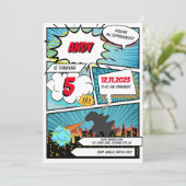 Green Monster Comic Superhero Invitation d'anniver (Debout devant)