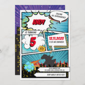 Green Monster Comic Superhero Invitation d'anniver (Devant / Derrière)