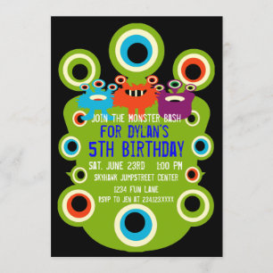 Green Monster Eyes Invitations de fête d'anniversa