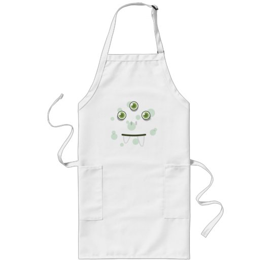 Green Monster Face Apron Lang Schort (Voorkant)