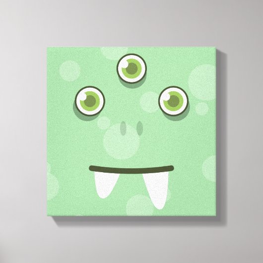 Green Monster Face Wrapped Canvas (Voorkant)