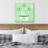 Green Monster Face Wrapped Canvas (Insitu (Slaapkamer))