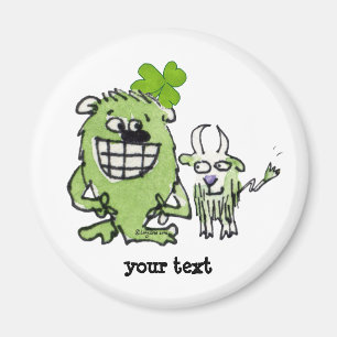 Green Monster Goat Shamrock Cartoon Magnet Magneet