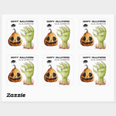 Green Monster Hand Jack o' Lantern Vierkante Sticker (Vel)