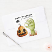 Green Monster Hand Jack o' Lantern Vierkante Sticker (Envelop)
