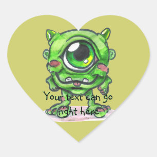 Green Monster Heart Stickers