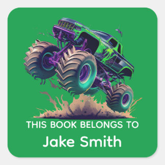 Green Monster Truck Book Sticker voor kinderen