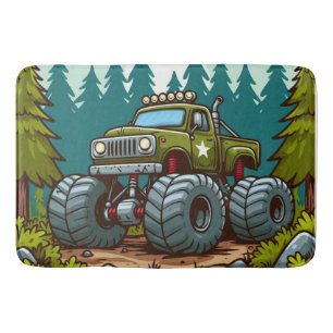 Green Monster Truck in het bos Badmat