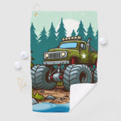 Green Monster Truck in het bos Golfhanddoek (Insitu)
