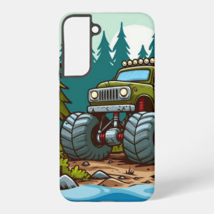 Green Monster Truck in het bos Samsung Galaxy Hoesje