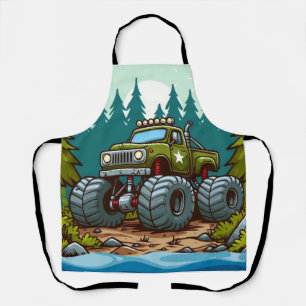 Green Monster Truck in het bos Schort