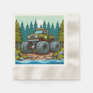 Green Monster Truck in het bos Servet