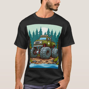 Green Monster Truck in het bos T-shirt