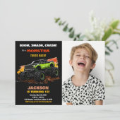 Green Monster Truck Invitations Anniversaire Photo (Debout devant)