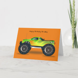 Green Monster Truck Verjaardag Kaart