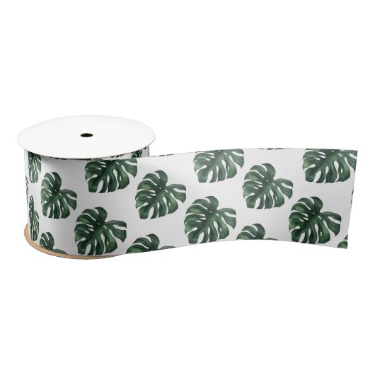 Green Monstera Leaf bruiloft Ribbon Lint (Spoel)