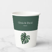 Green Monstera Leaf Papieren Bekers (Voorkant)