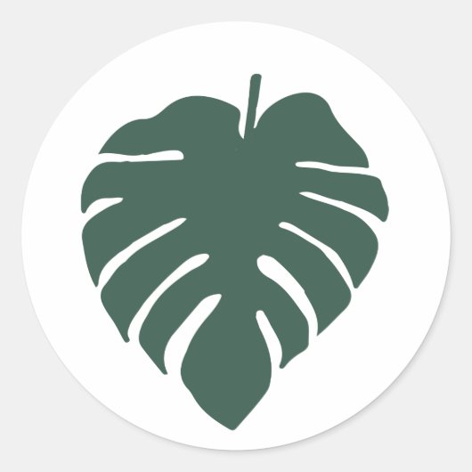 Green Monstera Leaf Print Ronde Sticker (Voorkant)